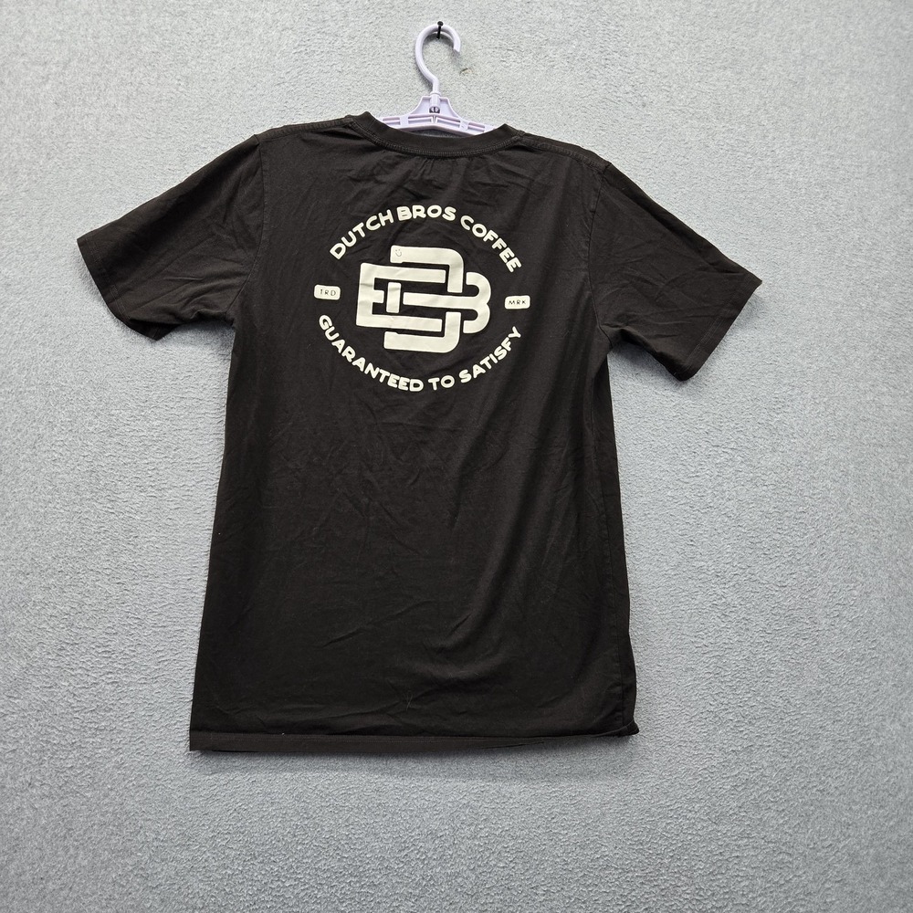 Dutch Bros Coffee Men Shirt LARGE Black Graphic Logo Short Sleeve